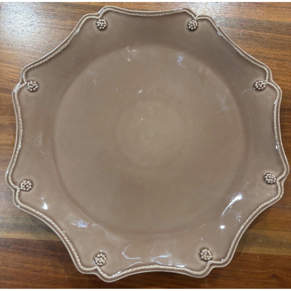 Juliska Berry and Thread‎ Taupe Scalloped 13.5" Ceramic Platter Portugal